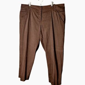 Eileen Fisher Cropped Ankle Cocoa Brown Linen Stretch Pockets Women's Pants XL